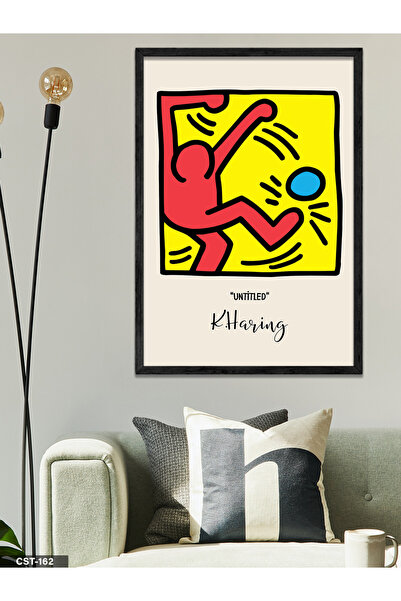 CeSht Keith Haring Neimenovana jednodijelna slika u crnom drvenom okviru