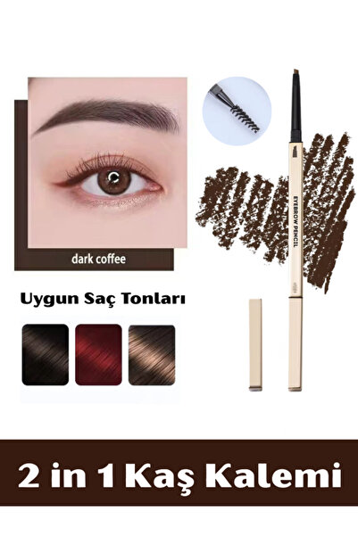 NUNUKO 2 IN 1 Açılı Fırçalı Kaş Kalemi - Asansörlü Kaş Kalemi ve Kaş Fırçası