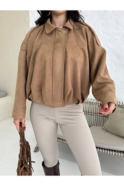 zoezoe Oversize Zoe Bomber Süet Deri Ceket