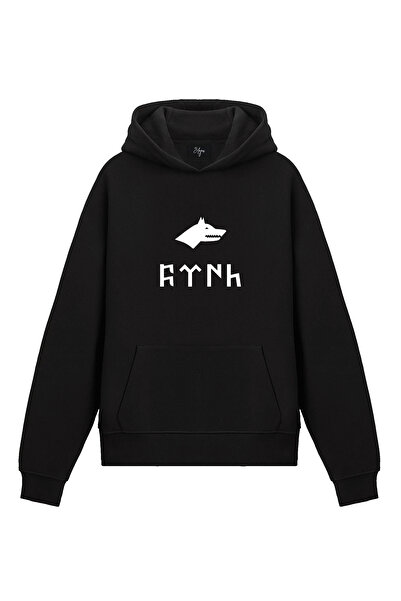 Edizen هودي توران بوزكورت جوكتورك للجنسين مقاس كبير 100% قطن أسود اللون