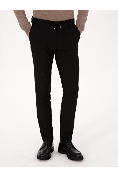Cacharel Siyah Slim Fit Beli Bağcıklı Kanvas Pantolon 50308731-VR046