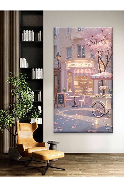 ESLEM ROMANTİK SOKAK - SAKURA ÇİÇEKLERİ - BASKI KANVAS TABLO