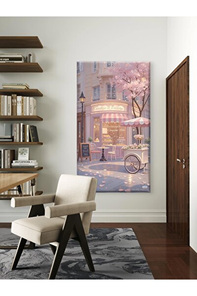 ESLEM ROMANTİK SOKAK - SAKURA ÇİÇEKLERİ - BASKI KANVAS TABLO