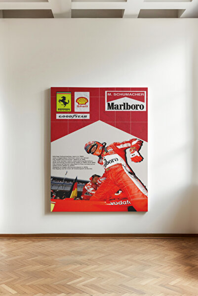 Kanvaspera Michael Schumacher Ferrari - Kanvas Tablo - F1 Retro Yarış Duvar Dekoru