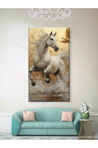 ESLEM ÖZGÜRLÜĞÜN KANATLARI - BEYAZ AT - BASKI KANVAS TABLO
