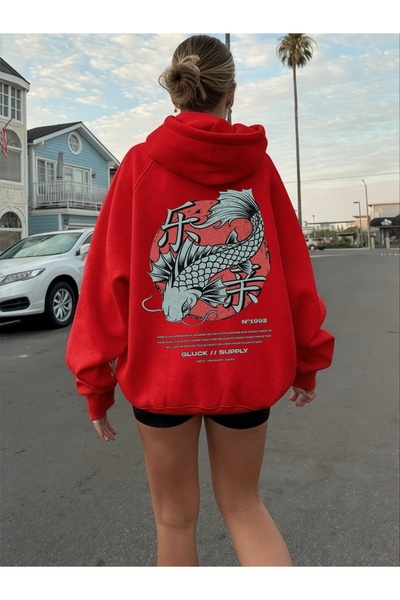 ArtYus Pește Koi unisex colorat special cu imprimeu bumbac supradimensionat c...