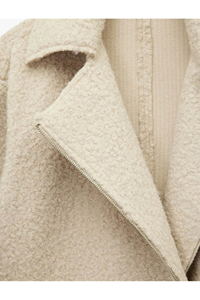 Koton Γυναικείο μπουφάν με φερμουάρ και λεπτομέρεια τσέπης, κοντό μπουφάν μπεζ 6Wak20198Ew