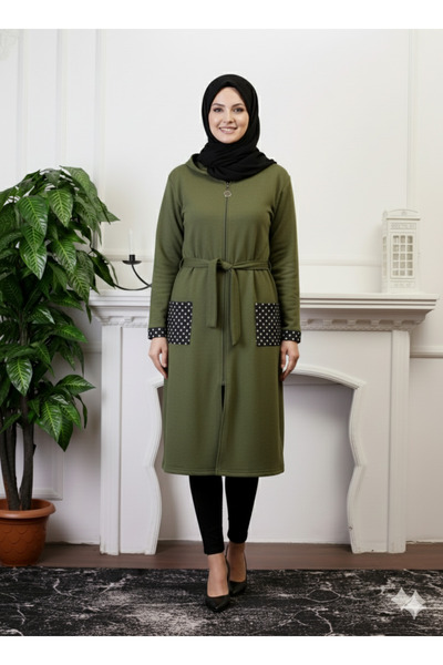 Defkay Sonbahar/kışlık fermuarlı kadın sabahlık/gecelik