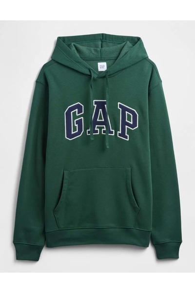 GAP V-Heritage Logo SNL 674148 Erkek Kapüşonlu Sweatshirt YEŞİL