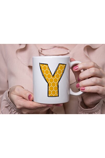 Beramussa كوب بنمط خلية النحل على شكل حرف Y - كوب قهوة وشاي هندسي باللون الأص...