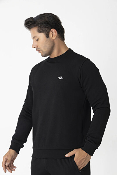 Crozwise Three Thread Crew Neck Black Men's Sweat 6053