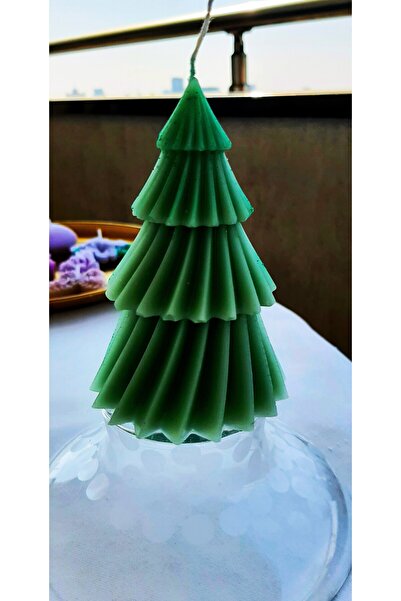 ArtINA esmaraldchic Lumanare brad cu parfum forest pine, cadouri handmade de Craciun cu clopotel