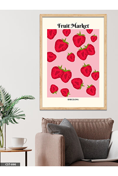 CeSht Ilustracija crvenog cveta, pijaca cveća, jednodijelna slika u drvenom o...