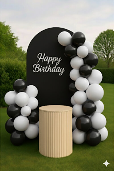 Zayna's 50 Adet Pastel Tonu Siyah-Beyaz Renk 50 Lİ 12inç Siyah Beyaz Balon-Do...