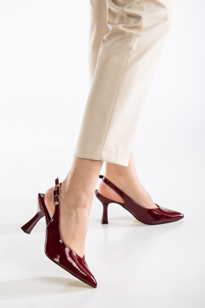 mudemsu حذاء جوليا نسائي من الجلد اللامع بمقدمة مدببة وكعب رفيع، أنيق للاستخد...