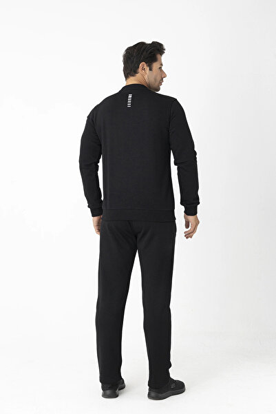 Crozwise Чорна чоловіча кофта з трьома нитками та круглим коміром 6053