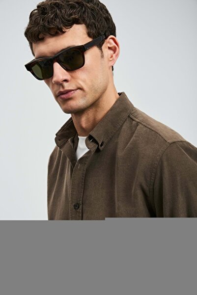 Lufian 112010682 Drew Men's Basic Shirt Regular Fit Men's Shirt Khaki