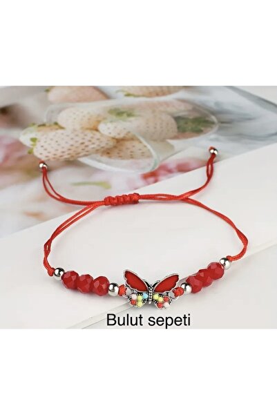 BULUT SEPETİ İpli boncuklu ayarlanabilir kelebek bileklik