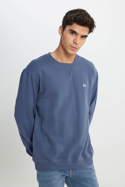 Lee Hanorac Indigo, 100% bumbac, cu croiala normală, cu decolteu și fleece pe...