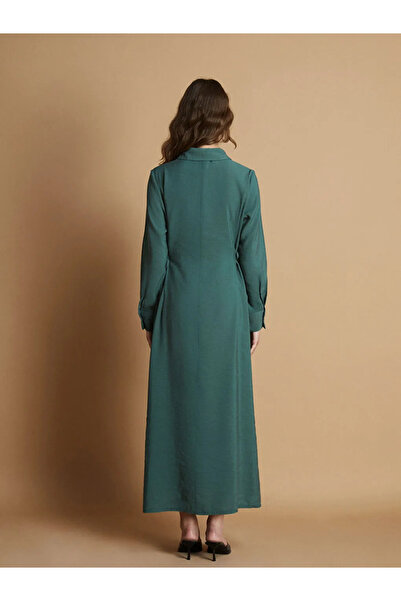 LC Waikiki LCW Modest Yeşil Modal Karışımlı Gömlek Elbise
