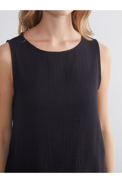 LC Waikiki Özmarka New Season Crew Neck Textured Muslin Blouse