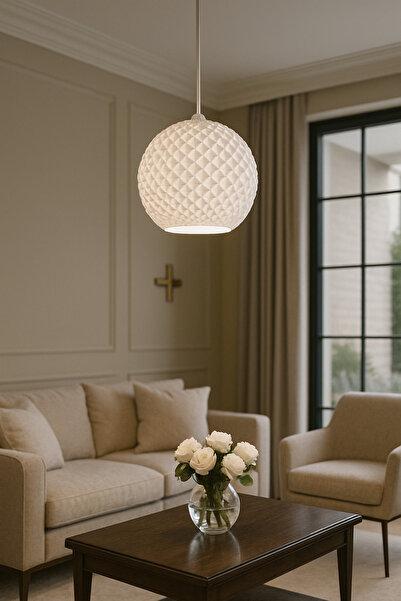 3dlab PİNTEREST TARZI BEYAZ GEOMETRİK AVİZE – MODERN LÜKS SALON AYDINLATMA