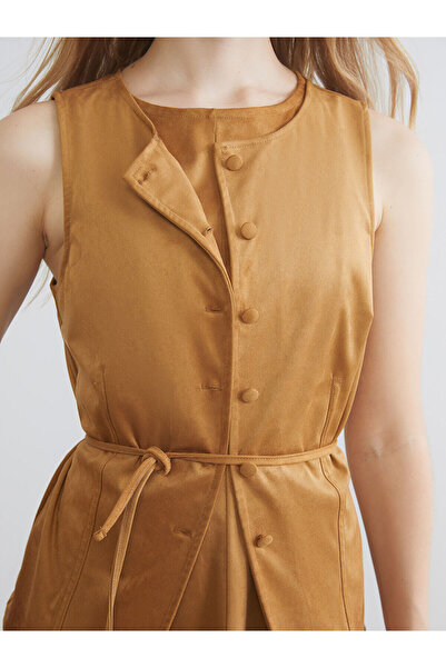 LC Waikiki Crew Neck Women's Suede Look Classic Vest