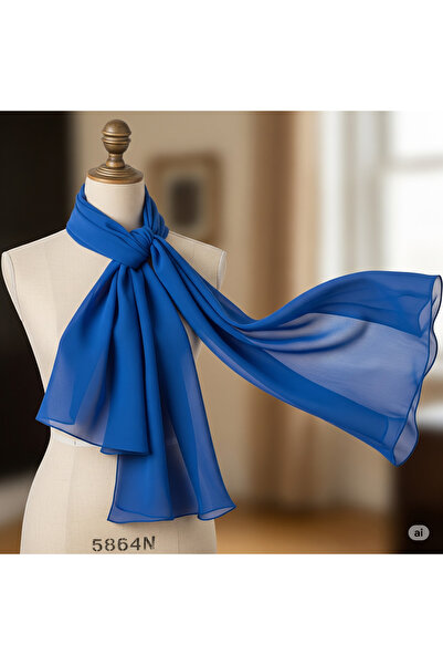 karanfil Tesettür Women's Blue Chiffon Shawl