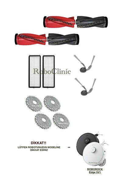 Roboclinic Ανταλλακτική βούρτσα συμβατή με ρομπότ Roborock Qrevo Edge 5V1, φίλτρο Hepa, σφουγγαρίστρα-12 τεμάχια
