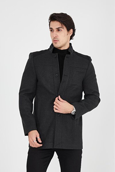 ModaZareef Ezel Slim Fit Düğmeli Kaşe Kaban