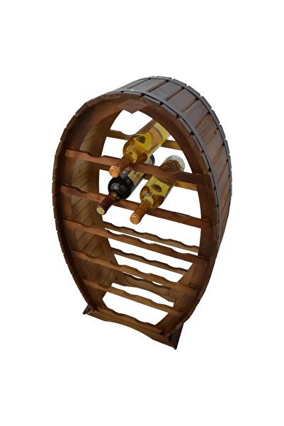 velve Minibar din lemn pentru 20 sticle bauturi, cu aspect de butoi