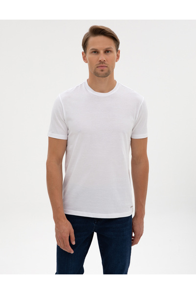 Pierre Cardin White Slim Fit Basic T-Shirt 50320102-Vr013