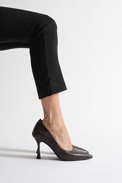 Loyano Bella Angela Women's Bitter Brown Leather Heeled Shoes