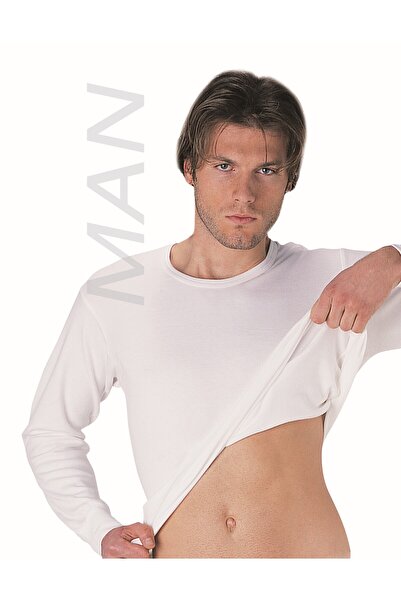 GUNERI UNDERWEAR قميص داخلي رجالي كريمي اللون بأكمام طويلة 100% قطن ملابس داخ...