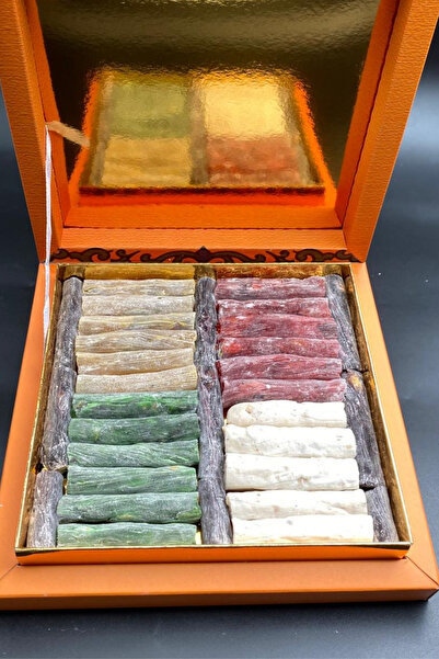Kutluhan karışık hediyelik kutuda parmak fitil fıstıklı lokum narlı,sütlü,karadutlu,elmalı,limonlu, 450 gr