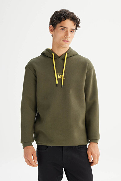 Lee Регулярний крій, нормальний крій, з капюшоном, хакі, чоловічий світшот L2...