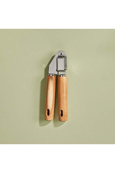 YAZICI مطحنة ثوم بمقبض خشبي مع وعاء من الفولاذ المقاوم للصدأ، تصميم قوي ومتين