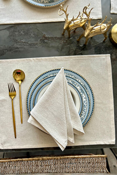 Morlay Linen | 6 Pieces Organic Raw Washed Linen American Tablecloth 35 X 45 cm Tableware Presentation Set