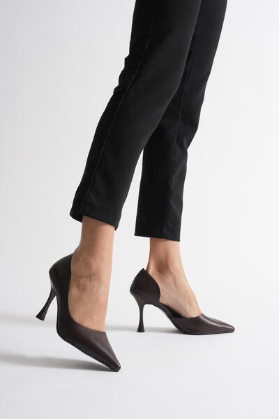 Loyano Bella Angela Women's Bitter Brown Leather Heeled Shoes