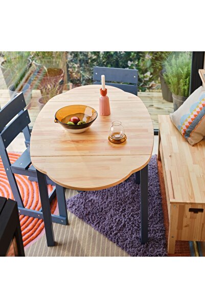 IKEA katlanır mutfak masası, çam-mavi, 2-4 kişilik, 134x82 cm