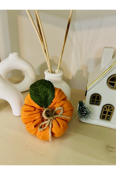 Handmade Dekoratif Kumaş Balkabağı 6 cm ,Kabak ,Süs Kabağı( Turuncu Kabak )
