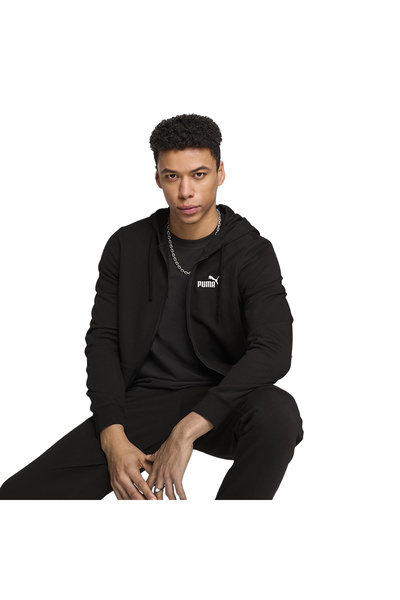 Puma Hanorac negru pentru bărbați, stil casual, cu fermoar integral, Ess 6825...