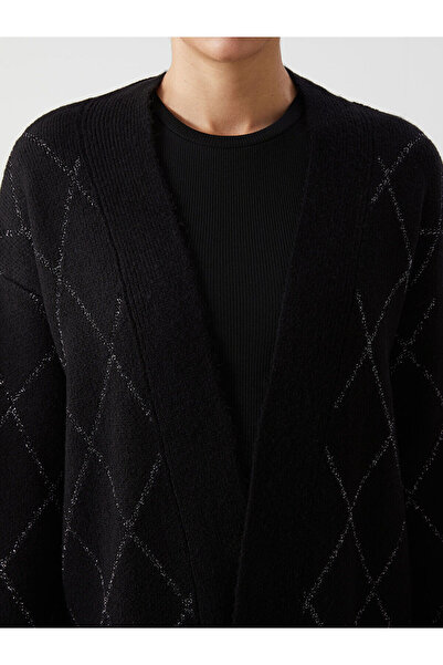 LC Waikiki Shawl Collar Diamond Patterned Women's Knitwear Cardigan