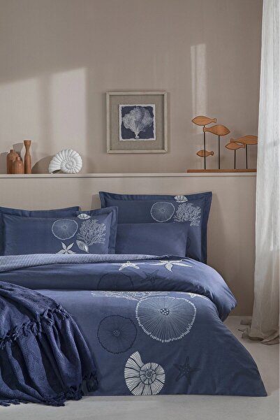 Özdilek Corallino Single Duvet Cover Set - Navy Blue
