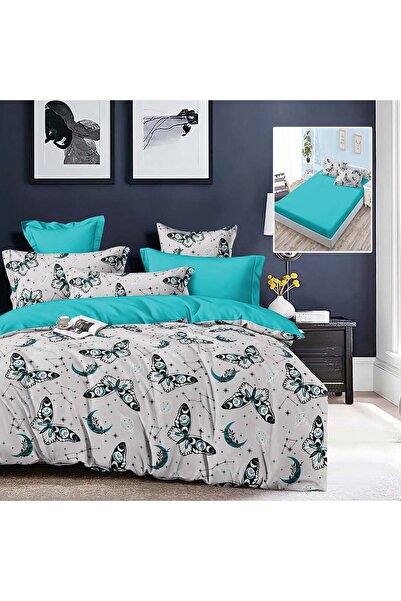 OEM Lenjerie de pat din bumbac finet, 6 piese si cearsaf cu elastic - HF6P