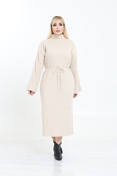 MJORA High Neck Wide Sleeve Knitwear Knitted Dress