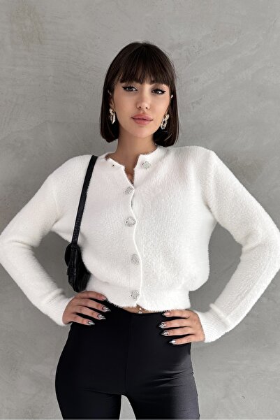 Rabi Shine KADIN YUMUŞAK DOKULU TAŞLI DÜĞMELİ HIRKA