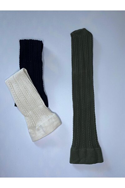 DÜVEN 3-Piece Knitted Embossed Knitwear 200 Denim Knitted Patterned Winter Colorful Knee-Length Trouser Socks (3 Socks)