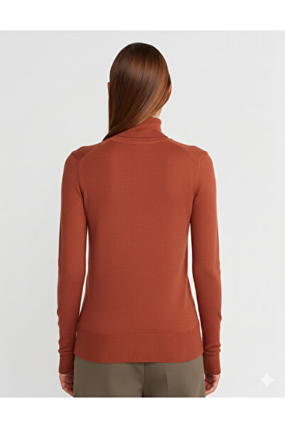 Dilvin 1268 Turtleneck Sweater with Drop Sleeves - Reddish Brown