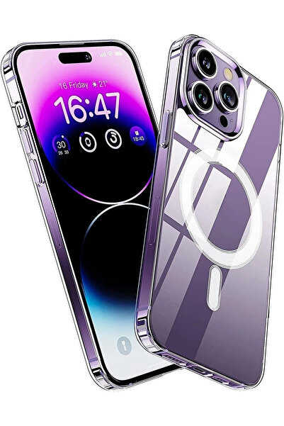 HyperAge Apple iPhone 14 Pro Max Kılıf Magsafe Şeffaf Kılıf Kablosuz Şarj Öze...